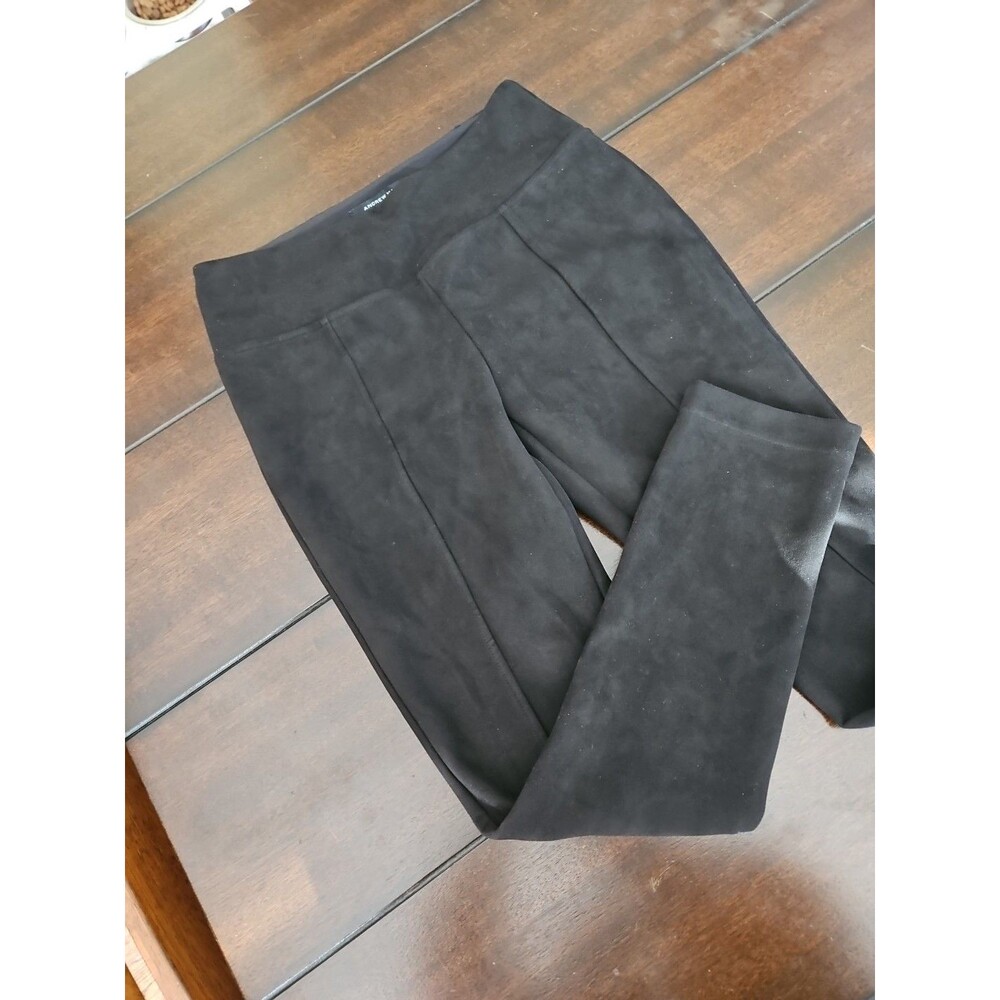 Andrew Marc Pants Women Small Black Faux Suede Pull-On Slim Fit Flat Front